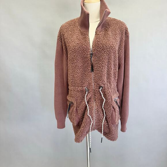 Varley Westwood Teddy Track Jacket in Nutmeg Brown Size Medium Zip Up - Picture 1 of 16